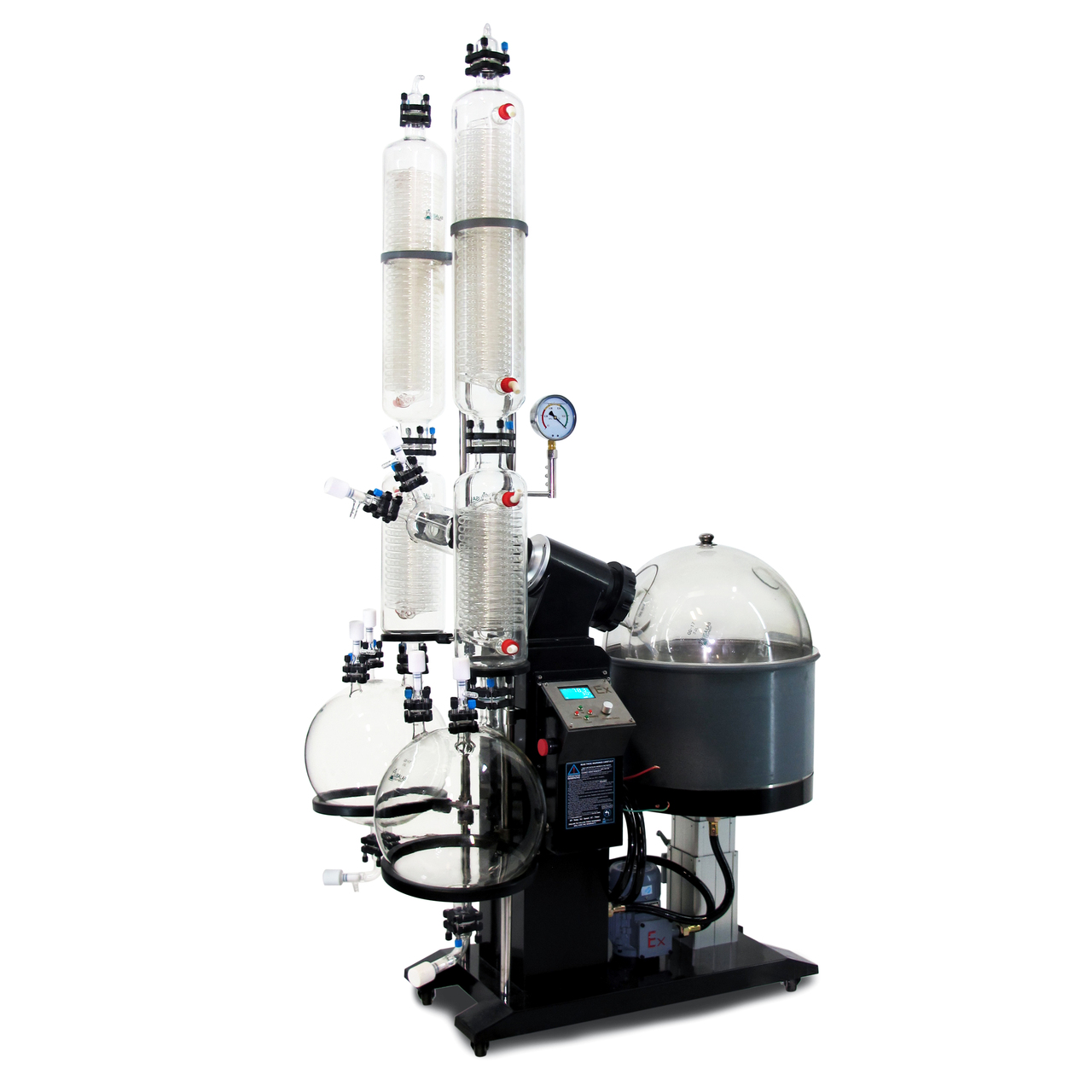 Is the USA Lab 50L Dual Set-up Explosion Proof Rotary Evaporator -180Â°C - 220-240V made of food-grade materials? What is the recovery rate and turnaround time?