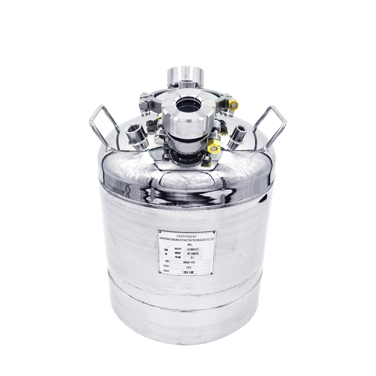 What are the top connections for the USA Lab Solvent ASME Tank?