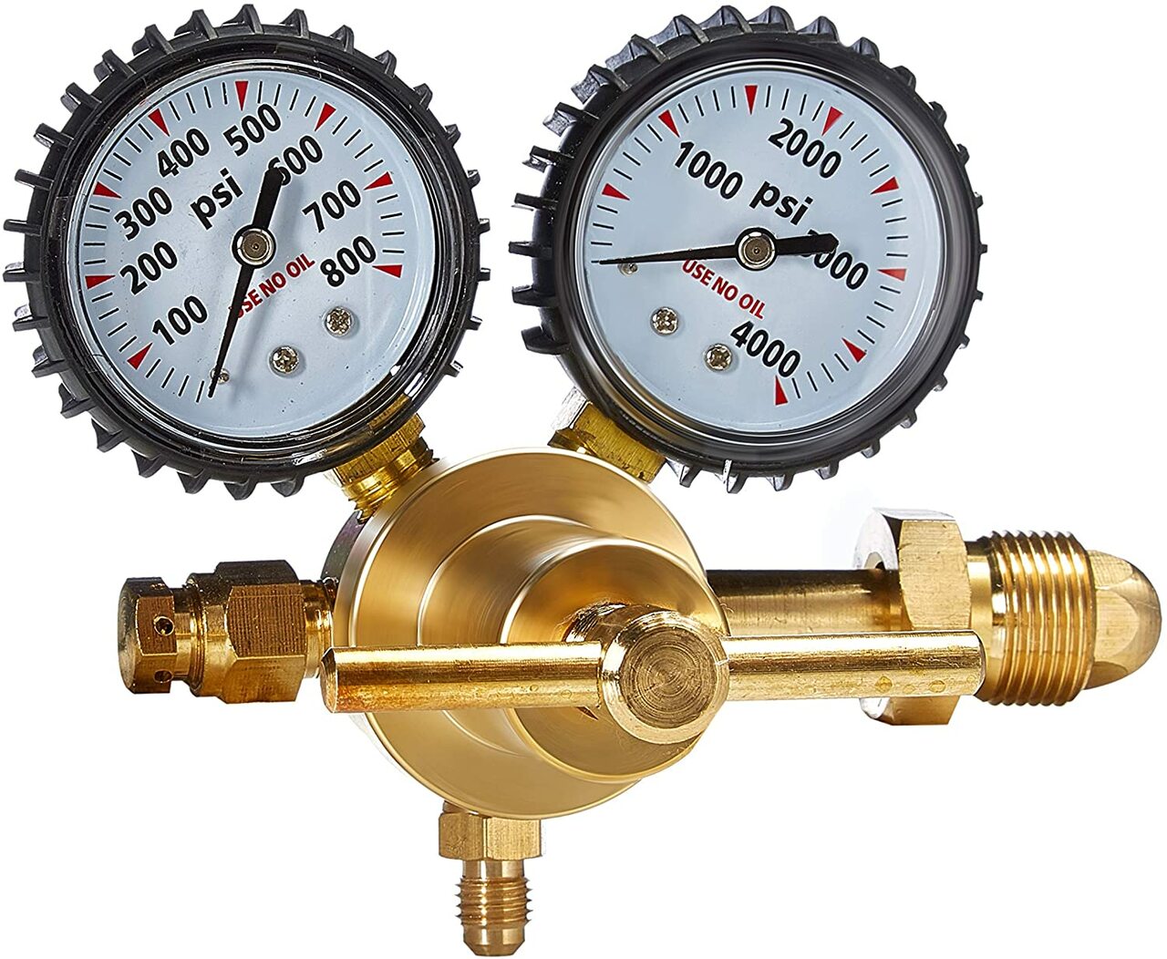 Does the high pressure nitrogen regulator have a specific inlet connection type?