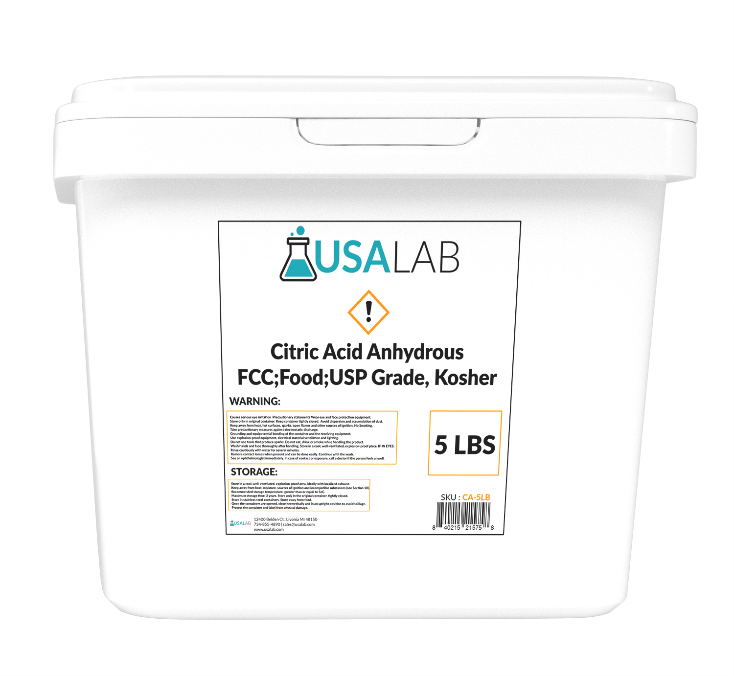 USA Lab Citric Acid Anhydrous FCC; Food; USP Grade, Kosher - Various Sizes Questions & Answers